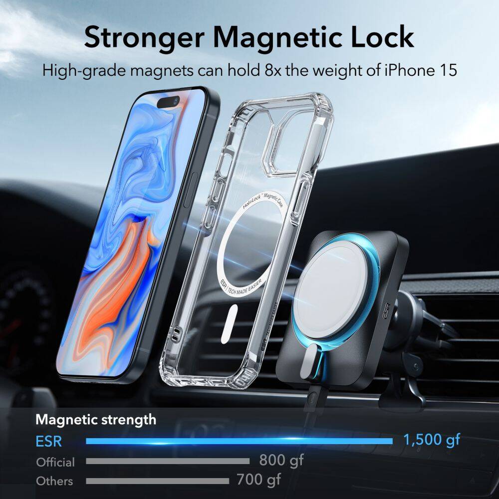 Etui Esr Air Armor Halolock Magsafe iPhone 15 Plus Clear Case kompatybilne z technologią MagSafe