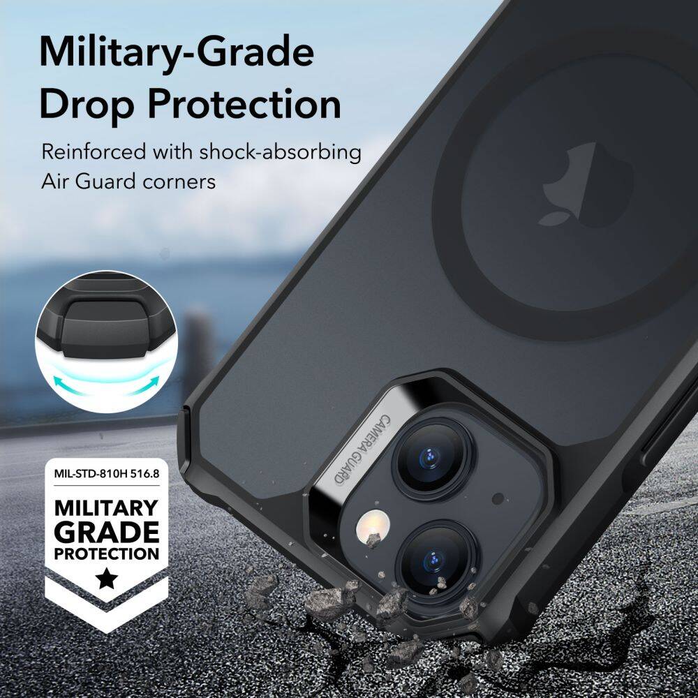 Etui Esr Air Armor Halolock Magsafe iPhone 15 Frosted Black Case - specyfikacja techniczna