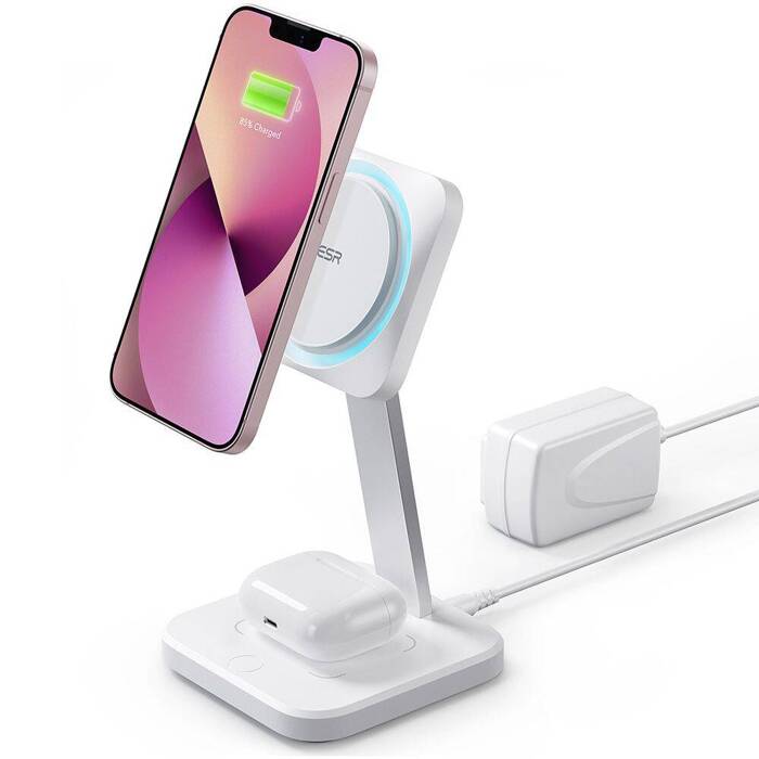 ESR HALOLOCK 2IN1 CRYOBOOST MagNETIC MagSafe WIRELESS CHARGER ARCTIC WHITE