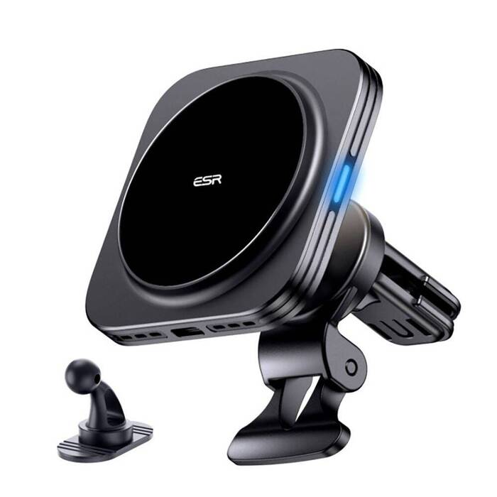 ESR HALOLOCK MagNETIC MagSafe VENT CAR MOUNT WIRELESS CHARGER QI2 15W BLACK