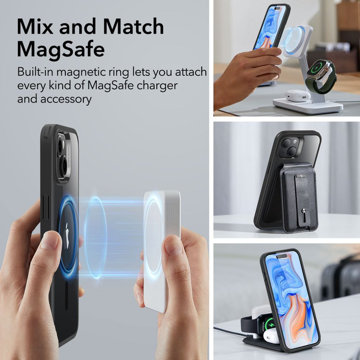 ESR Etui iPhone 15 Ch Halolock Magsafe Przezroczysty Czarny Case