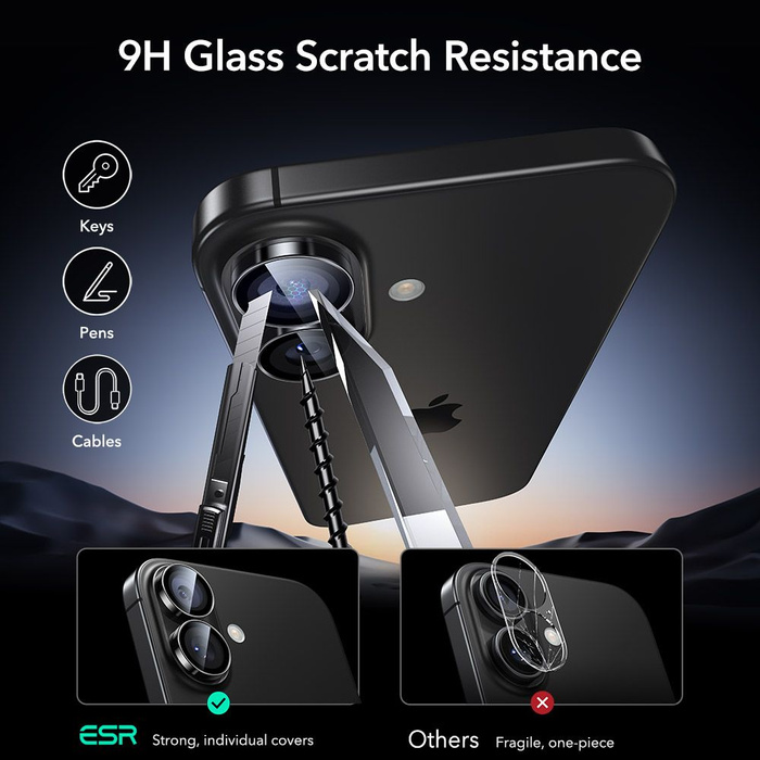 OSŁONA NA APARAT ESR ARMORITE CAMERA PROTECTOR IPHONE 16 / 16 PLUS / 17 BLACK