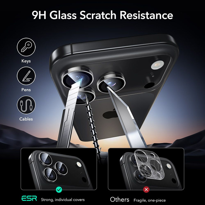 OSŁONA NA APARAT ESR ARMORITE CAMERA PROTECTOR IPHONE 14 PRO / PRO MAX / 15 PRO / PRO MAX / 16 PRO / PRO MAX / 17 PRO / PRO MAX CLEAR