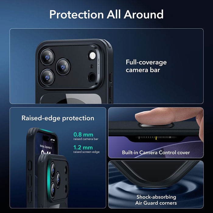 ESR CLASSIC HYBRID MAGSAFE & TEMPERED GLASS IPHONE 17 PRO MAX CLEAR/BLACK