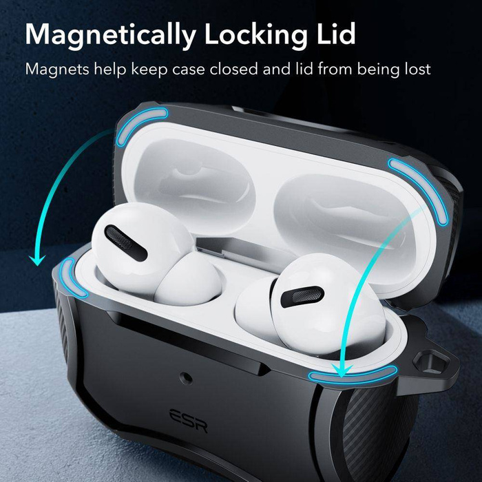 Esr Etui Apple Airpods Pro 1 2 Cyber Armor Halolock Magsafe Czarny Case na Słuchawki