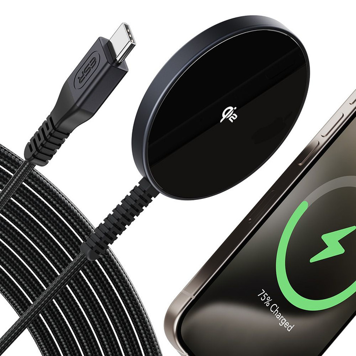 ESR HALOLOCK QI2 MINI MAGNETIC MAGSAFE WIRELESS CHARGER 15W BLACK