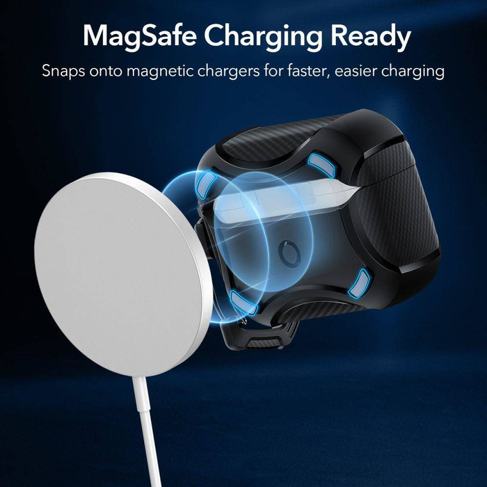 Esr Etui Apple Airpods Pro 1 2 Cyber Armor Halolock Magsafe Czarny Case na Słuchawki