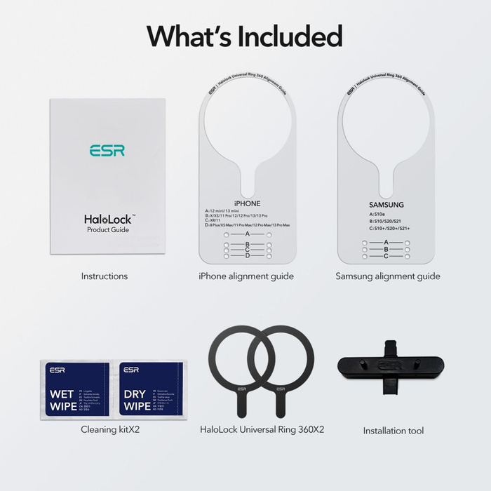 ESR Blaszka Magsafe Halolock Universal Magnetic Ring 2-pack Czarny