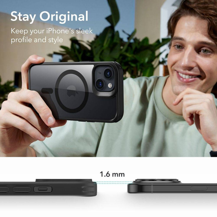 ESR Etui iPhone 15 Plus Ch Halolock Magsafe Przezroczysty Czarny Case