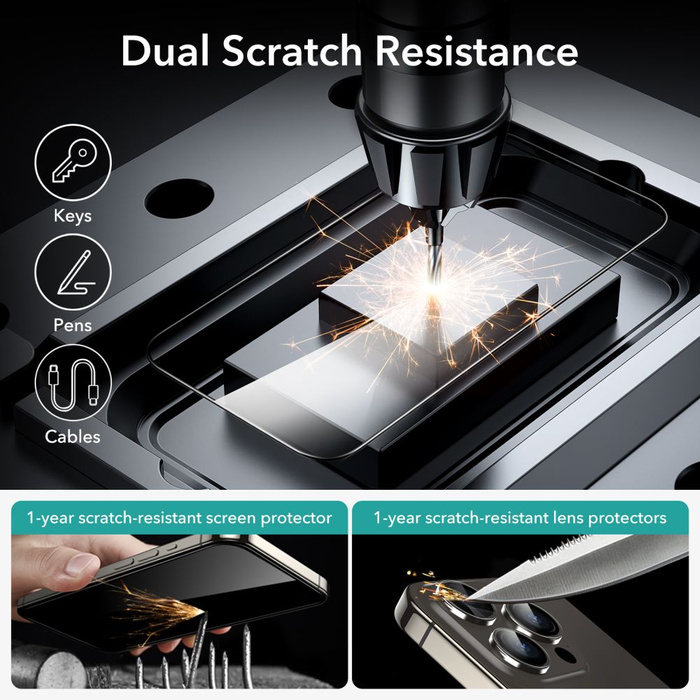 ESR Szkło Hartowane na Aparat iPhone 15 Pro Tempered Glass 2-pack Czarne