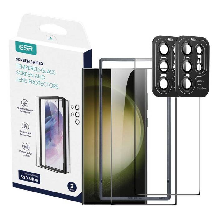 ESR Szkło Hartowane Ochronne 2-pack Samsung Galaxy S23 Ultra Tempered Glass Przezroczyste